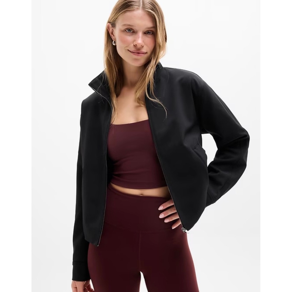 NWT Athleta Black endless‎ Bomber Jacket Full Zip Women XL Lightweight Coat